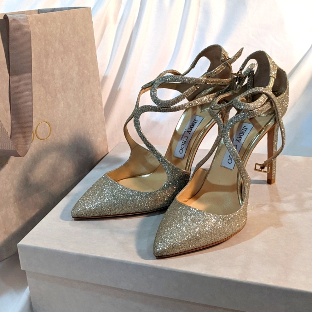 Jimmy choo Full Inclusion gold sparkle heels - Picture 1 of 10
